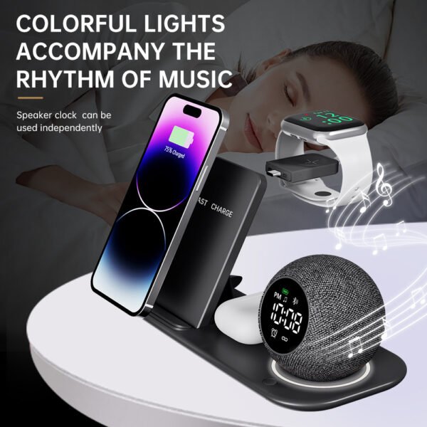 Multi Functional White Noise Ambient Light Alarm Clock Bluetooth Speaker